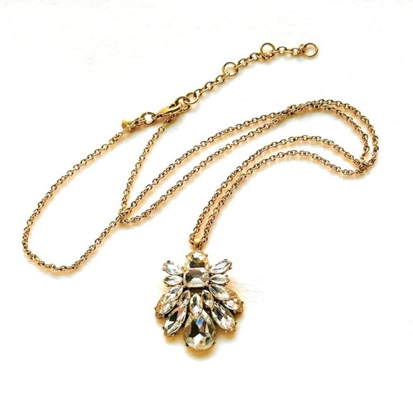 J. Crew Clear Crystal Cluster Necklace prom date night dark romantic vintage - Picture 2 of 6